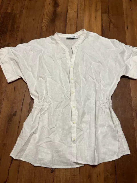 Croft & Barrow White Button Up Short Sleeve Blouse Top Shirt Women’s Size XL.