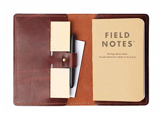 notebook book cover jacket slipcase note Holder cow Leather pen bag brown W640