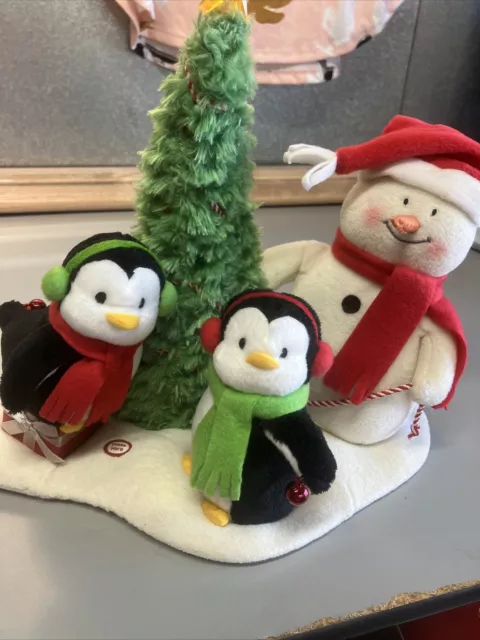 Hallmark Singing Snowman With Two Penguins With Light Up Christmas Tree