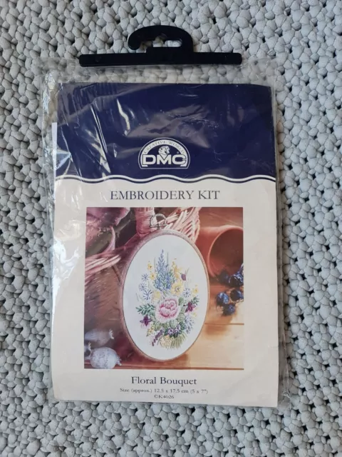 DMC Floral Bouquet With Frame Cross Stitch Embroidery Kit - BNIP (Opened)