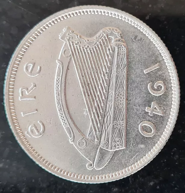 IRELAND 1940  SILVER 2s SHILLING / FLORIN COIN