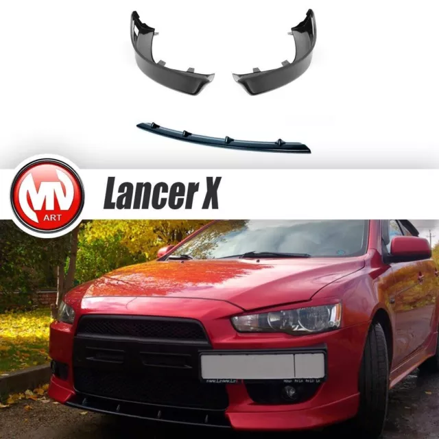 Vordere Fangzähne (Pads, Röcke) JDM + Zentralgurt für Mitsubishi Lancer X...