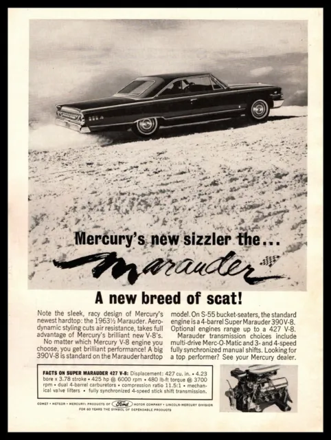 1964 Mercury Marauder 2-Door Hardtop 427 Cu. V-8 Engine 425 HP Vintage Print Ad