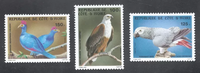 Ivory Coast Mint NH bird set  680/682 eagle parrot fauna wildlife 1983