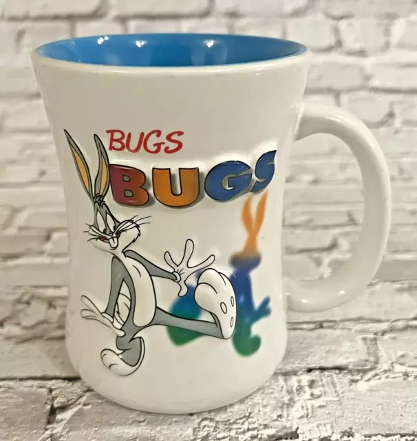 Vintage Warner Bros Bugs Bunny 3D Ceramic Coffee Mug Cup - Six Flags Souvenir