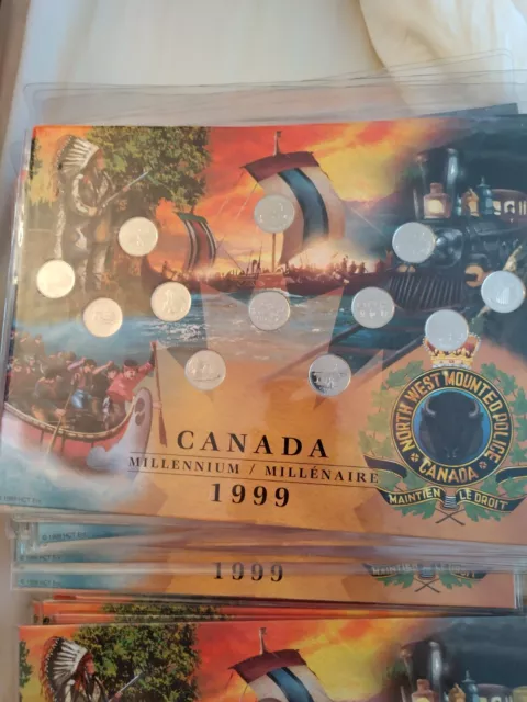 Canada  1999 Millennium 25 Cents Sets 12 Coins In Holder