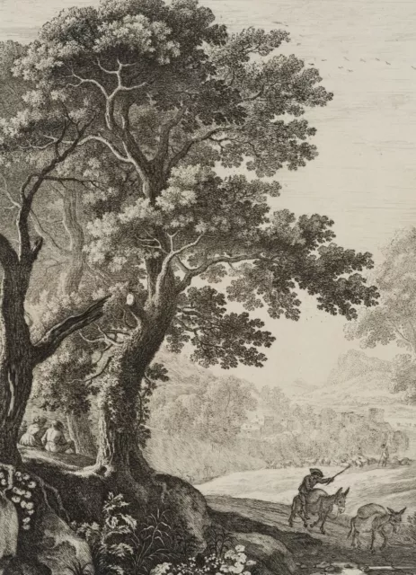 H. SWANEVELT (*1600), Donkey Driver Landscape, circa 1630, Copper Stitch Baroque 3