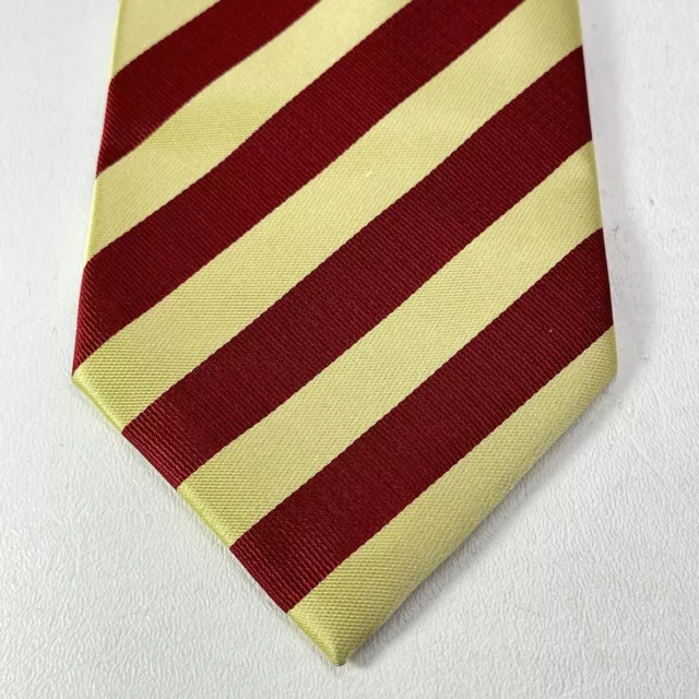 Hugo Boss Tie Mens 58 in Italian Silk Yellow Red Diagonal Striped Wide