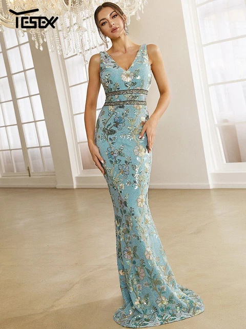 Stampa Floreale Contrasto Paillettes Ballo Abito Per Donna Vestaglia Accessorio