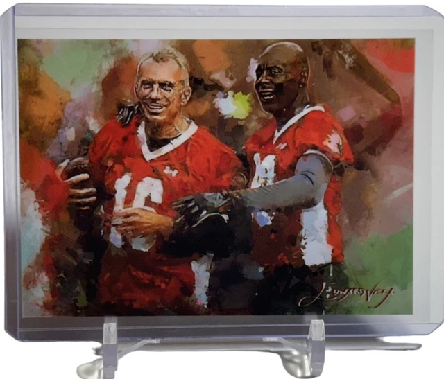 Joe Montana & Jerry Rice Limited Art Card 9 #29/50 Auto Signed by Edward Vela