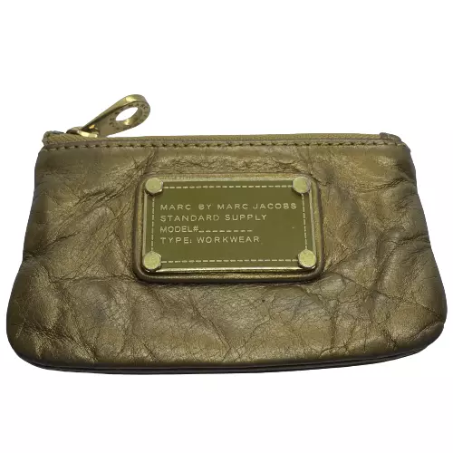 Marc By Marc Jacobs Golden Leather Zippered Keychain Coin Purse / Pouch Marc By Marc Jacobs Golden Leather Zippered Keychain Coin Purse / Pouch
