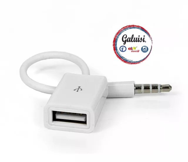 CAVO AUX USB AUX-IN USCITA MASCHIO da 3.5mm a USB 2.0 FEMMINA AUX IN CABLE