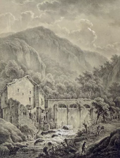 TRIER - Ansicht - Wassermühle - Lithographie 1826