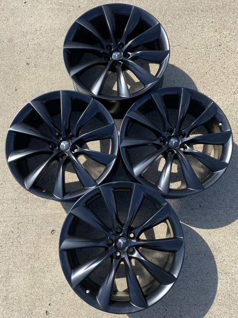 22” TESLA MODEL X Factory OEM Wheels Rims Satin Black Staggered 2015 ...