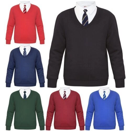 Bambine Ragazzi Scout Scuola Uniforme Scollo V Maglione Singolo & 2 Pacco Felpa