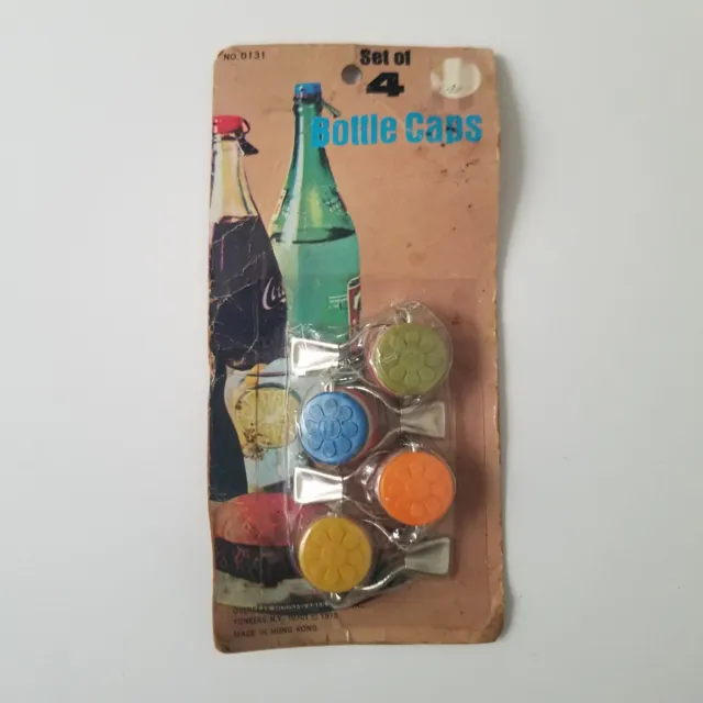 Vintage 1973 Set of 4 Decorative Bottle Caps by Kitchen King  Sealed 0131 M