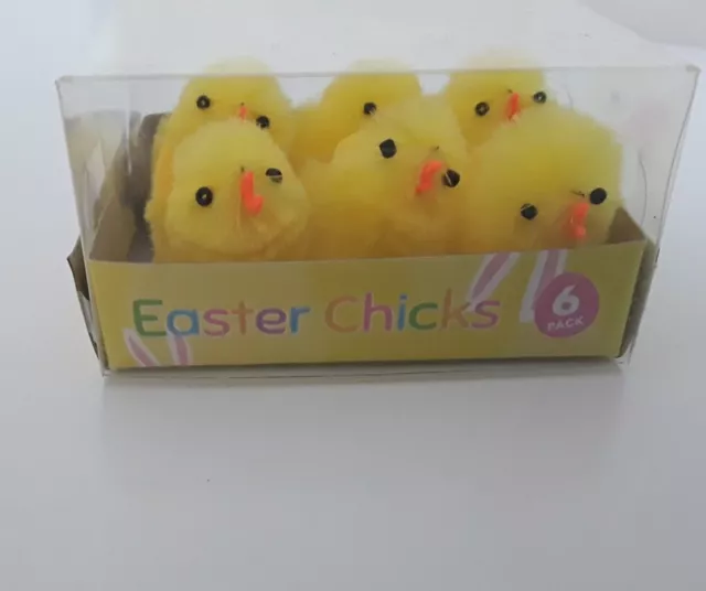 6 Pack Easter Felt Beaded Eyes Yellow Bonnet Chicks Decor Gift