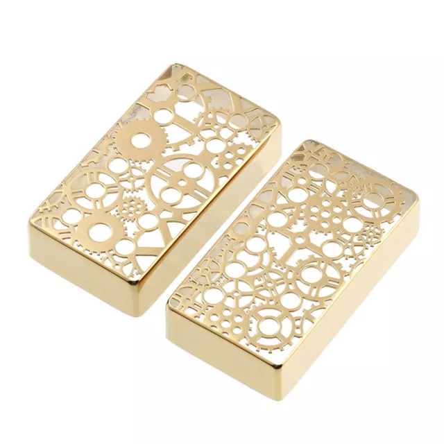 2PCS 12-Hole Carved Humbucker Guitar Pickup Cover Brass 50mm & 52mm Gold GW