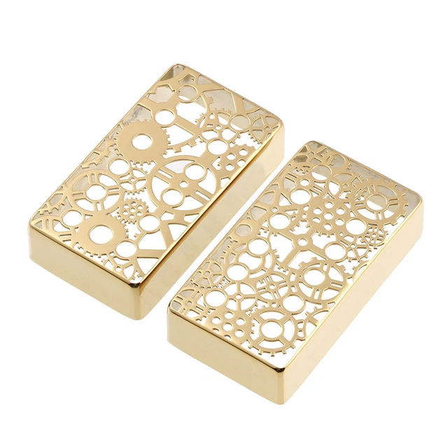 2PCS 12-Hole Carved Humbucker Guitar Pickup Cover Brass 50mm & 52mm Gold GW