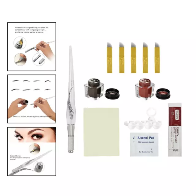 Eyebrow Permanent Tattoo Kit Set Pen Needle Practice Skin Tool Ring Cup