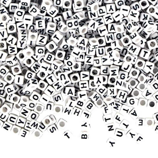 100p Spacer Acrylic Beads DIY Cube Making Loose Mixed Letter Nice Jewelry T0N8 3