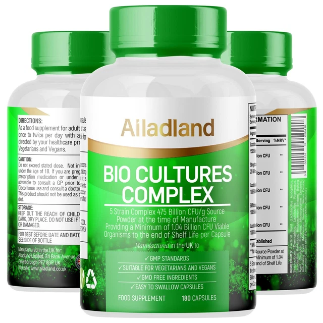 PROBIOTICS FOR GUT Health 5 Strains Bio Cultures Complex Vegan Capsules ...