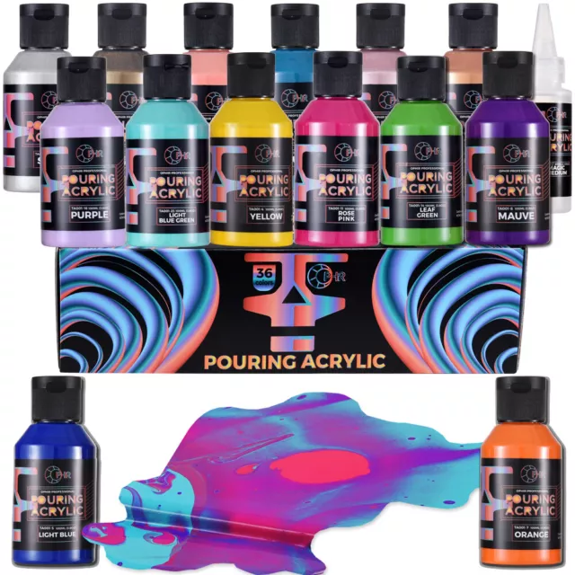 OPHIR Pre-Mixed Acrylic Pouring Paint for Fluid Painting 36 Colors  100ML/Bottle