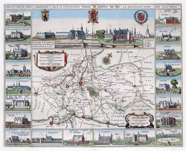 Reproduction carte ancienne - Castellenie d'Ypres (Ieper) 1664