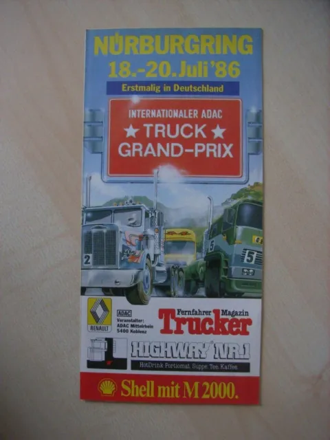 Internationaler ADAC Truck Grand Prix, Nürburgring 18.-20.7.1986, Programm Flyer
