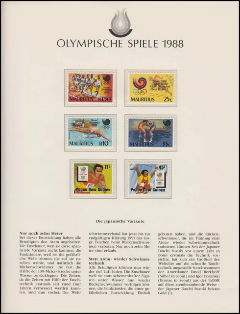 Olympische Spiele 1988 Seoul - Mauritius & Papua-Neuguinea Marken Set Sport **