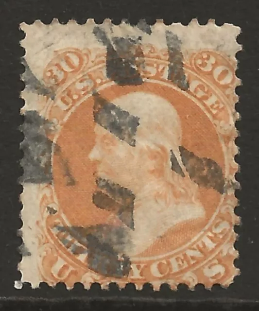 UNITED STATES US 1861 30c orange Franklin fine used, unusual cancel Sc#71 cv$180