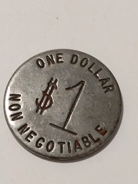 One Dollar Non Negotiable Vintage Casino Silvertone Token Coin