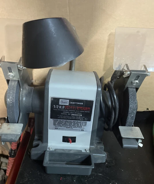 VINTAGE CRAFTSMAN 1/2 HP Block Bench Grinder 6" No. 257.191400 Made in
