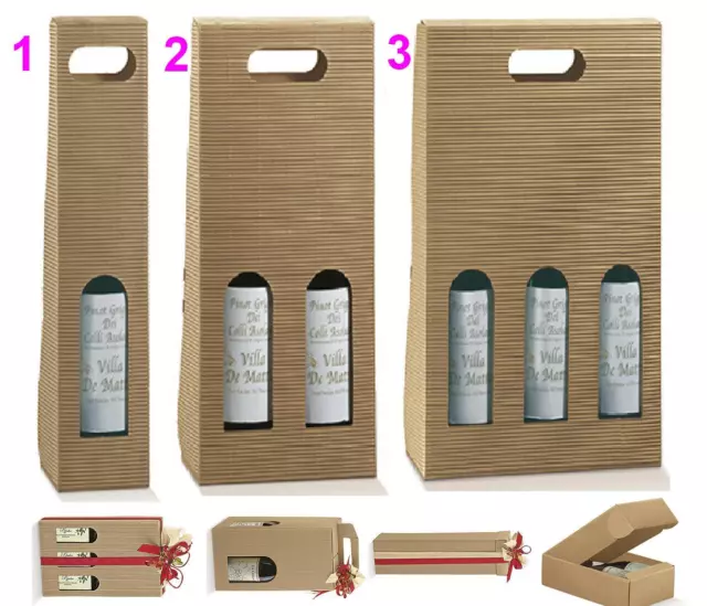 Set N.10 Box Favours N.1 Wine Bottle Cm.8x8x40H With Handle And Window