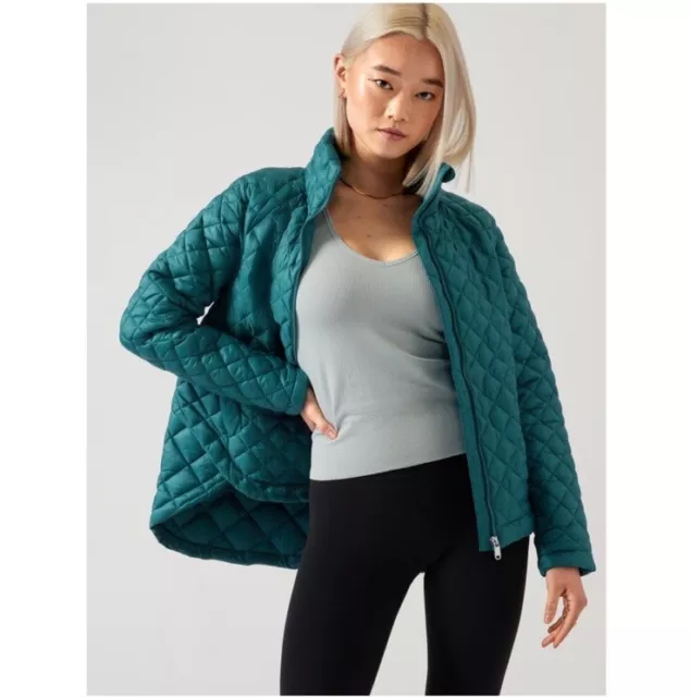 Athleta Whisper Featherless Quilted Puffer Jacket Borealis Green Women’s Small