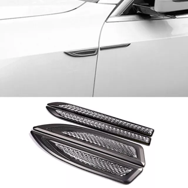 2x CNC Carbon Fiber Car Side Door Fender Air Vent Trim Decoration Dagger Emblem