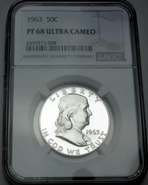 1963  Pf 68 Ultra Cameo Franklin Half Dollar Rare Ucam Proof Uc