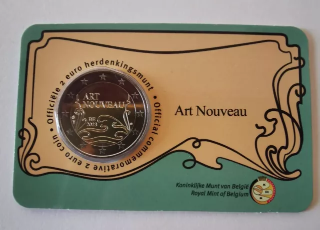 Coincard Pièce 2 euro Commémorative Belgique 2023 "Art Nouveau"