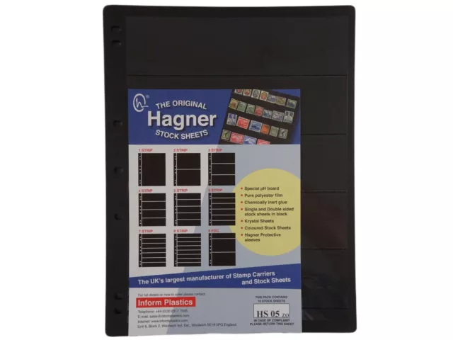 Hagner Stock Sheets Single Sided 5 Strip Packet of 10 Pages