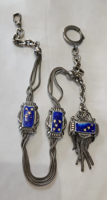 BELLE CHATELAINE ANCIENNE de MONTRE A GOUSSET en METAL ARGENTÉ XIXe EUR