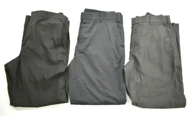 3 Van Heusen Mens Black Straight Leg Comfort Fit Casual Chino Slacks Dress Pants