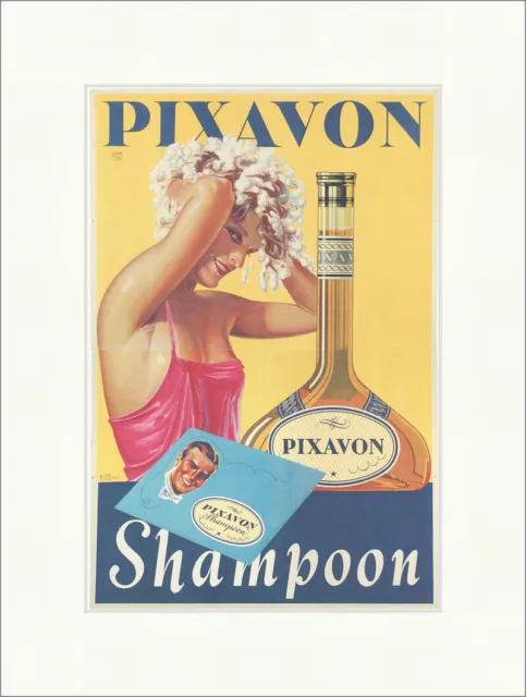 PIXAVON Shampoo Haarwaschmittel Werbung Flasche Schaum Kunstdruck Plakatwelt 378