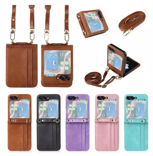 Card Slot Holder Wallet Lanyard Cover Case for Samsung Galaxy Z Flip 5 Z Flip 4