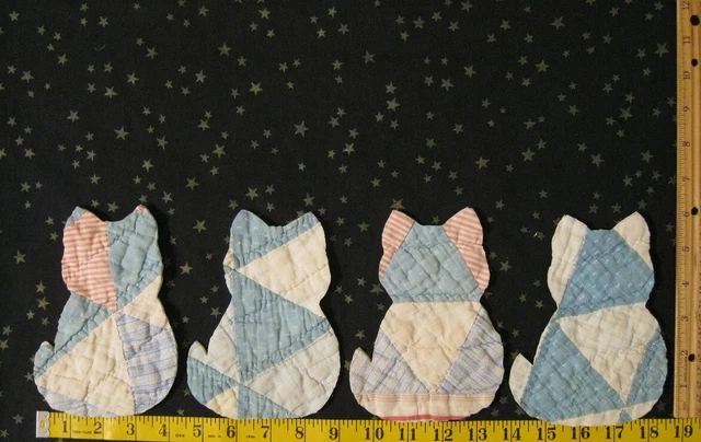 4 Vtg cutter quilt cats large! 4x6" apx Craft Applique FUN