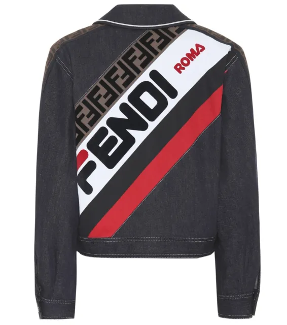 $1980 Fendi FENDI MANIA Denim Jacket, Size 42 IT, 6 US, 10 UK, Medium, NWT