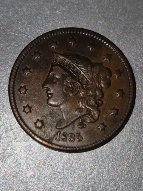 United States US USA Large One Cent 1 c Coronet 1835  AW217