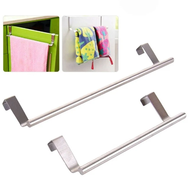 Compacto y elegante estante de almacenamiento para toallas de acero inoxidable sobre puerta