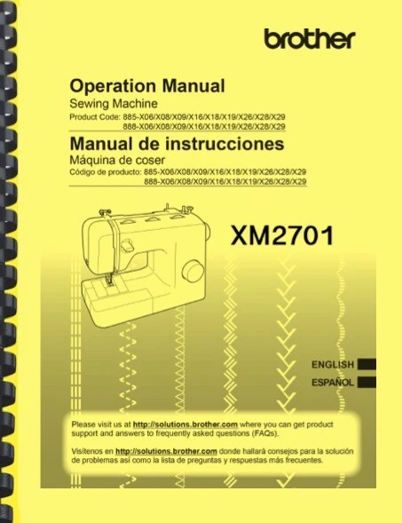 MANUAL DE INSTRUCCIONES DEL PROPIETARIO DE LA MÁQUINA Brother XM2701