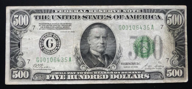 Series 1928 $500 Federal Reserve Note Chicago District