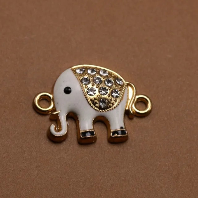 10 Stück Legierung Elefant mit Diamant Anhänger Charms DIY Schmuck Herstellung Z